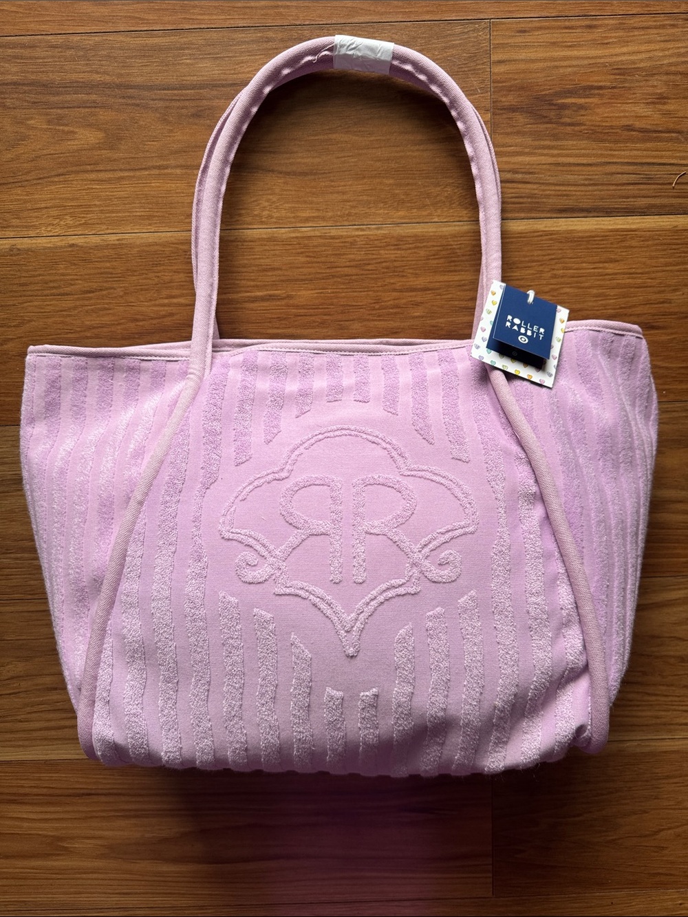 Roller Rabbit Light Pink Terry Tote with Embossed Logo